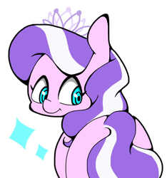 Size: 768x819 | Tagged: safe, artist:asg, character:diamond tiara, species:earth pony, species:pony, cute, diamondbetes, female, filly, jewelry, looking at you, looking back, looking back at you, simple background, tiara, white background