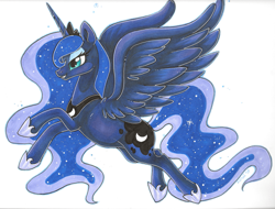 Size: 799x606 | Tagged: safe, artist:karzii, character:princess luna, species:alicorn, species:pony, chubby, female, mare, simple background, solo, traditional art, white background