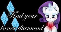 Size: 1024x539 | Tagged: safe, artist:mimicproductions, character:rarity, black background, fire ruby, flared, gem, heart, ruby, simple background, text