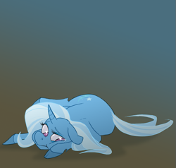 Size: 649x618 | Tagged: safe, artist:frostadflakes, character:trixie, species:pony, species:unicorn, cloven hooves, crying, female, mare, sad, solo