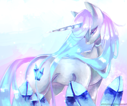 Size: 981x820 | Tagged: safe, artist:xkittyblue, oc, oc:icy crystal, species:pony, species:unicorn, female, long hair, mare, solo