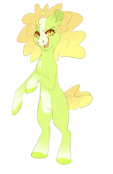 Size: 532x814 | Tagged: safe, artist:qatsby, oc, oc only, oc:buck wild, parent:applejack, parent:trouble shoes, parents:troublejack, species:earth pony, species:pony, blaze (coat marking), female, mare, offspring, rearing, simple background, socks (coat marking), solo, tooth gap, white background