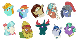 Size: 2250x1200 | Tagged: safe, artist:swasfews, character:cattail, character:coco pommel, character:ever essence, character:firelight, character:lightning dust, character:nimbus dash, character:pharynx, character:prince pharynx, character:rainbow dash, species:changeling, species:pony, species:reformed changeling, legends of magic, bust, cocoa axe, female, male, simple background, steela oresdotter, transparent background