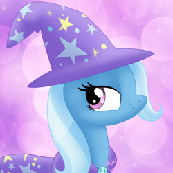 Size: 1280x1280 | Tagged: safe, artist:karzii, character:trixie, species:pony, species:unicorn, cape, clothing, female, hat, mare, solo, trixie's cape, trixie's hat