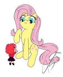Size: 900x1100 | Tagged: safe, artist:asajiopie01, character:fluttershy, anime character, chibi, cutie mark, hikaru shidou, magic knight rayearth, signed, simple background, transparent background