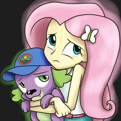 Size: 5000x5000 | Tagged: safe, artist:vicakukac200, character:fluttershy, character:spike, character:spike (dog), species:dog, equestria girls:legend of everfree, g4, my little pony: equestria girls, my little pony:equestria girls, absurd resolution, clothing, female, male, sleeveless, tank top