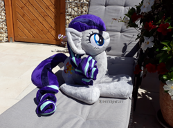 Size: 1000x742 | Tagged: safe, artist:hipsterowlet, character:coloratura, species:pony, irl, photo, plushie, prone, rara, rarabetes, solo