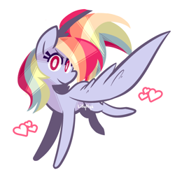 Size: 1036x1036 | Tagged: safe, artist:lillynya, edit, editor:grapefruitface, character:rainbow dash, species:pegasus, species:pony, cropped, female, flying, heart, looking at you, mare, simple background, solo, white background, white pupils