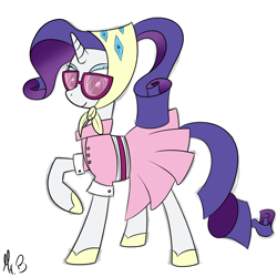 Size: 1600x1600 | Tagged: safe, artist:greseres, character:rarity, episode:sleepless in ponyville, g4, my little pony: friendship is magic, camping outfit, female, glasses, raised hoof, solo