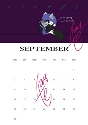 Size: 594x842 | Tagged: safe, artist:exxie, oc, oc only, oc:horo, calendar, green day, september