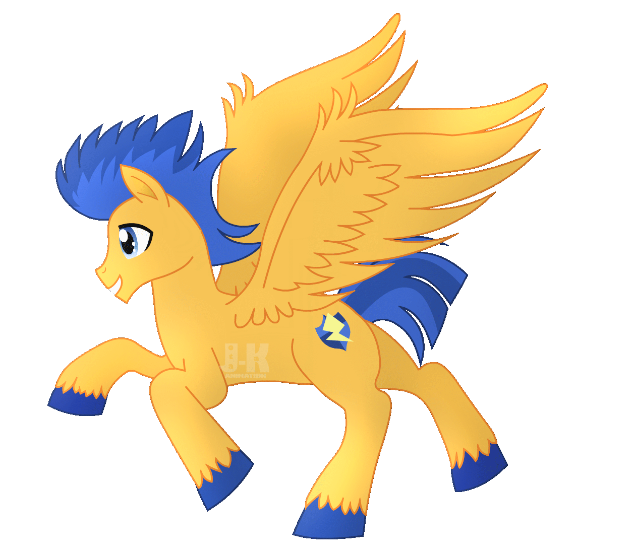 Size: 1255x1106 | Tagged: safe, artist:jotakaanimation, character:flash sentry, species:pegasus, species:pony, animated, animation test, gif, gif art, loop, male, running, simple background, solo, stallion, transparent background, wings