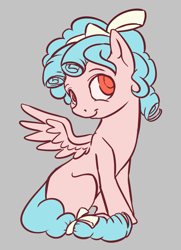 Size: 1191x1648 | Tagged: safe, artist:eternalsubscriber, character:cozy glow, species:pegasus, species:pony, bow, female, filly, foal, gray background, hair bow, missing cutie mark, ringlets, simple background, sitting, solo, tail bow