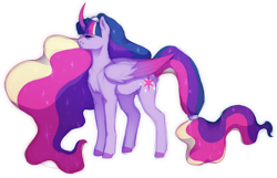 Size: 1280x823 | Tagged: safe, artist:geisharozu, character:twilight sparkle, character:twilight sparkle (alicorn), species:alicorn, species:pony, colored horn, colored wings, curved horn, ethereal mane, female, flowing mane, galaxy mane, gradient wings, horn, mare, older, simple background, solo, transparent background, two toned wings, ultimate twilight