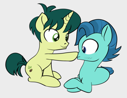 Size: 2000x1555 | Tagged: safe, artist:foal, character:berry star, character:green sprout, species:pony, background pony, boop, colt, duo, male