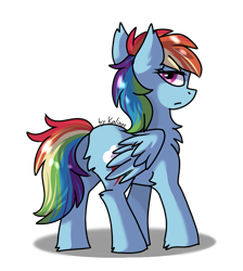 Size: 895x1000 | Tagged: safe, artist:kaliner123, character:rainbow dash, species:pegasus, species:pony, butt fluff, chest fluff, ear fluff, female, looking back, mare, simple background, solo, transparent background