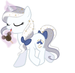 Size: 1229x1200 | Tagged: safe, artist:herfaithfulstudent, oc, oc only, oc:day dreamer, species:pony, aura, bow, disney, food, hair bow, ice cream, mickey mouse, solo, sparkles, trotting, vector