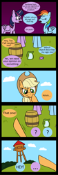 Size: 1200x3588 | Tagged: safe, artist:noidavaliable, character:applejack, character:rainbow dash, character:twilight sparkle, character:twilight sparkle (alicorn), species:alicorn, species:pony, barrel, comic, cup, jar, teacup, water tower