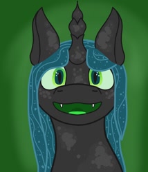Size: 1200x1400 | Tagged: safe, artist:krumpcakes, edit, character:queen chrysalis, species:changeling, female, smiling, solo
