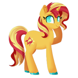 Size: 1500x1500 | Tagged: safe, artist:fannytastical, character:sunset shimmer, species:pony, species:unicorn, my little pony:equestria girls, colored hooves, female, mare, no pupils, simple background, smiling, solo, transparent background