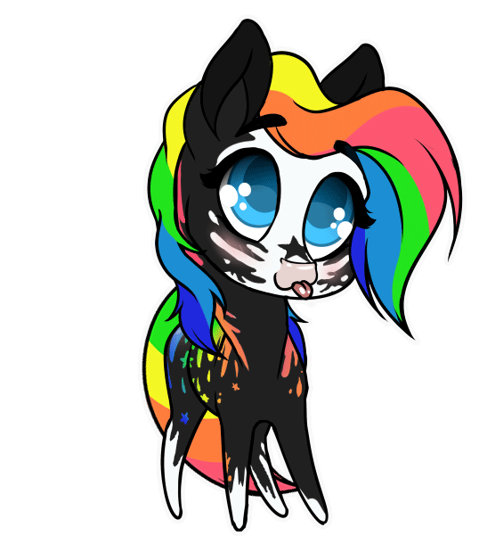 Size: 547x619 | Tagged: source needed, safe, artist:karzii, animated, blep, gif, looking up, rainbow hair, simple background, socks (coat marking), tail wag, tongue out, transparent background