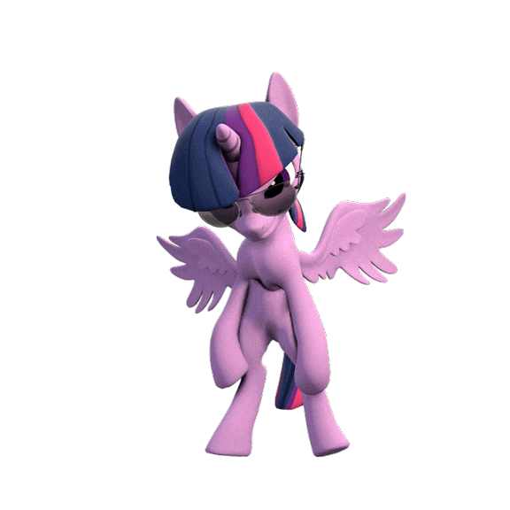 Size: 576x576 | Tagged: safe, artist:psfmer, character:twilight sparkle, character:twilight sparkle (alicorn), species:alicorn, species:pony, 3d, anatomically incorrect, animated, bipedal, cursed image, dancing, dank memes, default dance, female, fortnite default dance, gif, incorrect leg anatomy, mare, meme, semi-anthro, shade, smiling, smirk, spread wings, sunglasses, what has science done, why, wings
