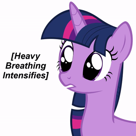 Size: 434x434 | Tagged: safe, artist:puddingskinmcgee, character:twilight sparkle, character:twilight sparkle (unicorn), species:pony, species:unicorn, animated, caption, descriptive noise, female, gif, gif with captions, heavy breathing, hyperventilating, meme, simple background, solo, text