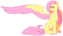 Size: 3249x1846 | Tagged: safe, artist:geisharozu, character:fluttershy, species:pony, colored hooves, colored wings, colored wingtips, female, simple background, sitting, solo, transparent background, two toned wings