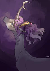 Size: 2507x3541 | Tagged: safe, artist:varwing, character:tree of harmony, oc, oc only, oc:harmony (heilos), species:pony, species:unicorn, commission, female, flower, flower in hair, jewelry, looking at you, mare, ponified, solo, tiara, tree of harmony