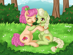 Size: 2000x1500 | Tagged: safe, artist:amenoo, character:apple rose, character:granny smith, family reunion