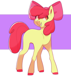 Size: 1387x1470 | Tagged: safe, artist:geisharozu, character:apple bloom, species:earth pony, species:pony, blank flank, bow, colored hooves, cute, female, hair bow, simple background, smiling, solo, transparent background
