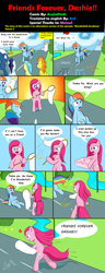 Size: 1500x3900 | Tagged: safe, artist:asajiopie01, character:night glider, character:pinkamena diane pie, character:pinkie pie, character:rainbow dash, character:soarin', character:spitfire, species:earth pony, species:pegasus, species:pony, fanfic:cupcakes, episode:wonderbolts academy, bipedal, comic, crying, nature pants, net, spongebob squarepants
