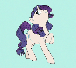 Size: 720x648 | Tagged: safe, artist:dreamscapevalley, character:rarity, species:pony, species:unicorn, blue background, cute, female, mare, no catchlights, nose in the air, raised hoof, raribetes, simple background, solo