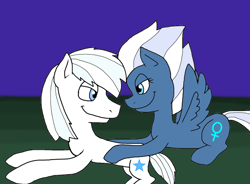 Size: 1024x753 | Tagged: safe, artist:alexeigribanov, character:double diamond, character:night glider, species:pony, ship:nightdiamond, female, male, shipping, straight