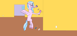 Size: 2720x1280 | Tagged: safe, alternate version, artist:theawesomeguy98201, character:silverstream, species:classical hippogriff, species:hippogriff, electrical outlet, electrical wires, finished background, screwdriver, wings