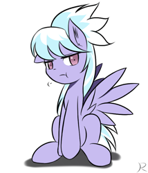 Size: 600x700 | Tagged: safe, artist:ranban, character:cloudchaser, species:pegasus, species:pony, :t, cute, cutechaser, female, mare, shrunken pupils, sigh, simple background, sitting, solo, white background