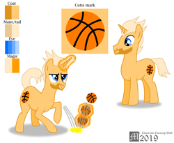 Size: 3083x2524 | Tagged: safe, artist:mrchaosthecunningwlf, artist:ponyvillechaos577, oc, oc:memphis frost, species:pony, species:unicorn, basketball, father, male, reference sheet, solo, sports
