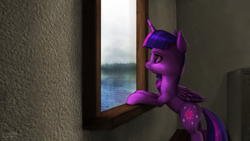 Size: 3840x2160 | Tagged: safe, artist:robsa990, character:twilight sparkle, character:twilight sparkle (alicorn), species:alicorn, species:pony, female, mare, solo, window