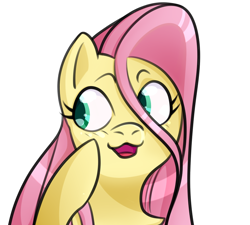 Size: 1000x900 | Tagged: safe, artist:puddingskinmcgee, character:fluttershy, species:pony, :3, :3c, blushing, bust, cute, female, looking away, looking sideways, mare, open mouth, portrait, raised hoof, shyabetes, simple background, solo, stray strand, transparent background