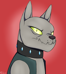 Size: 2073x2310 | Tagged: safe, artist:shkura2011, species:diamond dog, bust, portrait, red background, simple background, solo