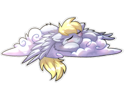 Size: 1500x1080 | Tagged: safe, artist:kaliner123, character:derpy hooves, species:pony, cloud, cute, derpabetes, female, mare, simple background, sitting on a cloud, sleeping, solo, transparent background
