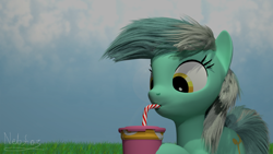 Size: 1920x1080 | Tagged: safe, artist:nebulafactory, character:lyra heartstrings, species:pony, 3d, blender, female, missing horn, smoothie, solo