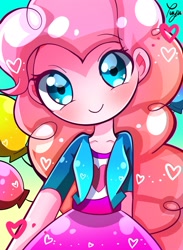 Size: 1366x1863 | Tagged: safe, artist:yuyutsuka_0130, character:pinkie pie, my little pony:equestria girls, chibi, clothing, cute, diapinkes, female, looking at you, no nose, skirt, solo