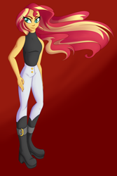 Size: 4000x6000 | Tagged: safe, artist:puddingskinmcgee, character:sunset shimmer, species:human, my little pony:equestria girls, female, hand on hip, solo, windswept hair