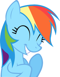 Size: 718x919 | Tagged: safe, artist:artpwny, character:rainbow dash, species:pegasus, species:pony, episode:the mysterious mare do well, g4, my little pony: friendship is magic, cute, dashabetes, eyes closed, female, giggling, mare, simple background, smiling, solo, transparent background, vector
