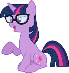 Size: 942x995 | Tagged: safe, artist:crystalmagic6, character:twilight sparkle, character:twilight sparkle (scitwi), species:pony, species:unicorn, equestria girls:spring breakdown, g4, my little pony: equestria girls, my little pony:equestria girls, spoiler:eqg series (season 2), cutie mark, equestria girls ponified, female, glasses, lidded eyes, mare, simple background, sitting, smiling, smuglight sparkle, solo, transparent background, unicorn sci-twi, vector