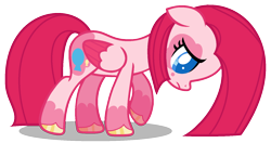 Size: 1511x795 | Tagged: safe, artist:mlp-lolada, base used, character:pinkamena diane pie, character:pinkie pie, species:pegasus, species:pony, g5 leak, leak, colored hooves, colored pupils, female, pegasus pinkie pie, pinkie pie (g5), race swap, sad, show accurate, solo