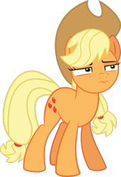Size: 558x814 | Tagged: safe, artist:crystalmagic6, character:applejack, species:earth pony, species:pony, episode:the beginning of the end, g4, my little pony: friendship is magic, apple, female, food, full body, inkscape, simple background, solo, standing, transparent background, vector