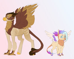 Size: 2767x2219 | Tagged: safe, artist:geisharozu, oc, oc only, oc:high tide, oc:wave ripple, parent:gabby, parent:scootaloo, parents:gabbyloo, species:classical hippogriff, species:hippogriff, colored hooves, duo, female, interspecies offspring, magical lesbian spawn, male, offspring