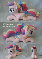 Size: 2000x2800 | Tagged: safe, artist:bluedragonflyplush, character:princess cadance, species:alicorn, species:pony, bow, female, folded wings, horn, irl, mare, photo, plushie, ponytail, prone, solo, tail bow, teen princess cadance, wings
