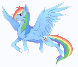 Size: 1024x883 | Tagged: safe, artist:renciel, character:rainbow dash, species:pegasus, species:pony, female, grin, mare, simple background, smiling, solo
